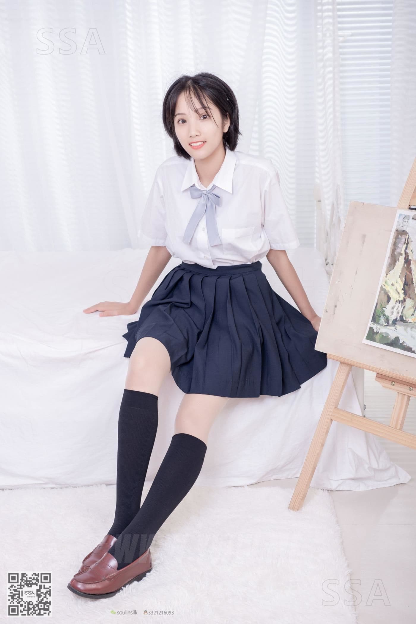 SSA丝社 NO.181 小佩 酒窝少女JK制服肉丝黑袜穿搭示范 超清版 预览 1