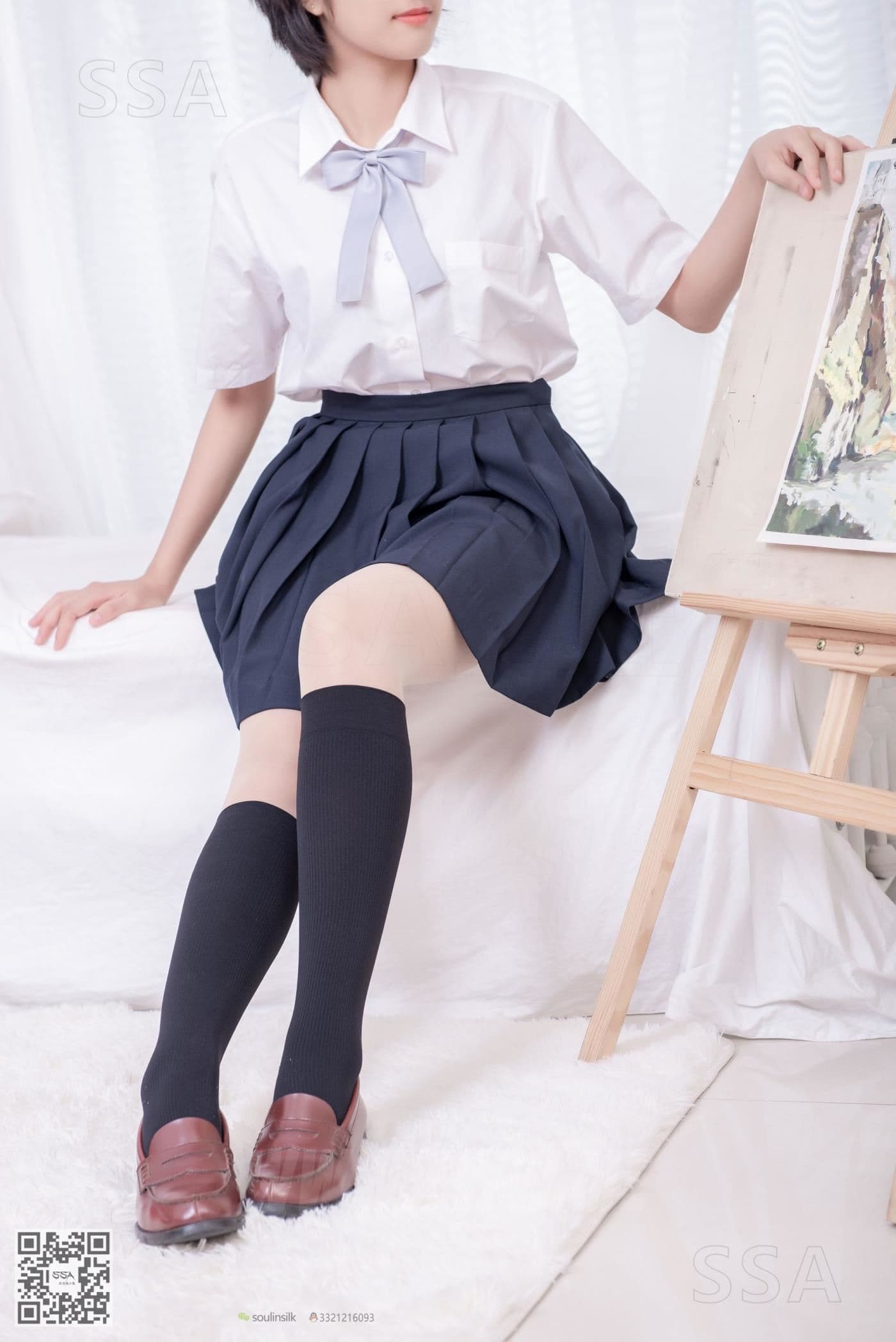 SSA丝社 NO.181 小佩 酒窝少女JK制服肉丝黑袜穿搭示范 超清版 预览 3