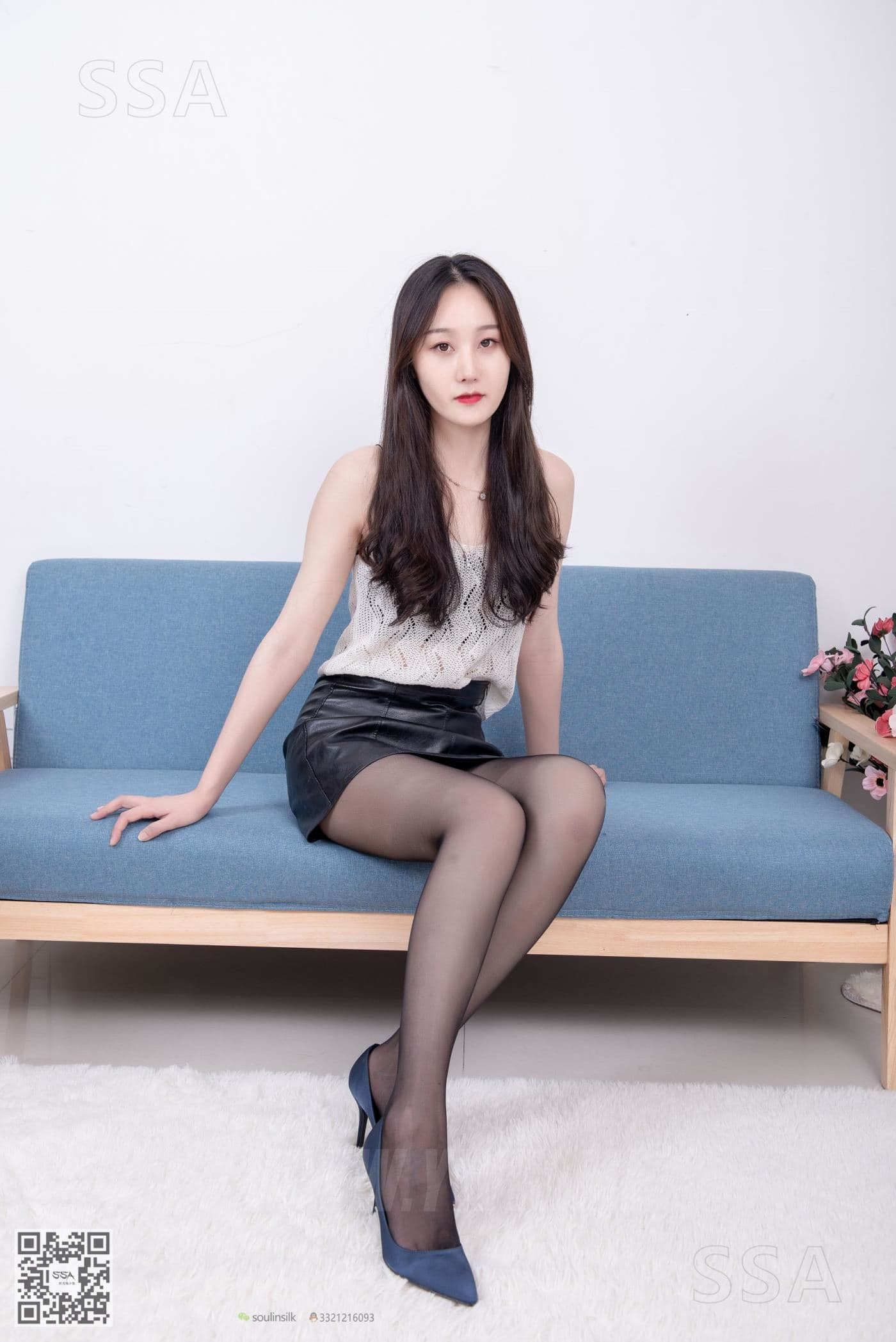 SSA丝社 NO.173 瑶瑶 皮裙黑丝性感穿搭示范 超清版 预览 1