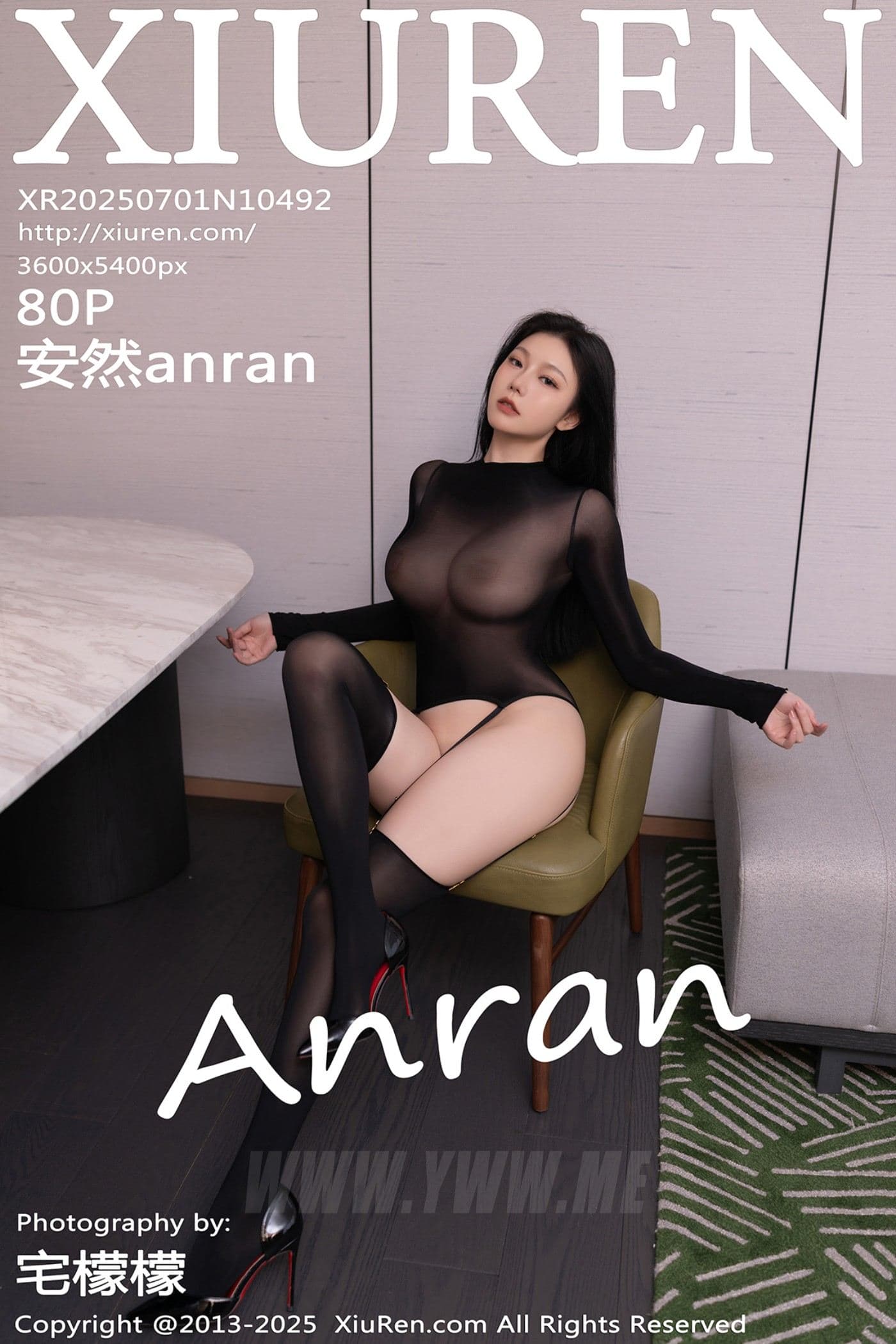 XiuRen秀人网 No.10492 安然anran 黑色连体丝袜